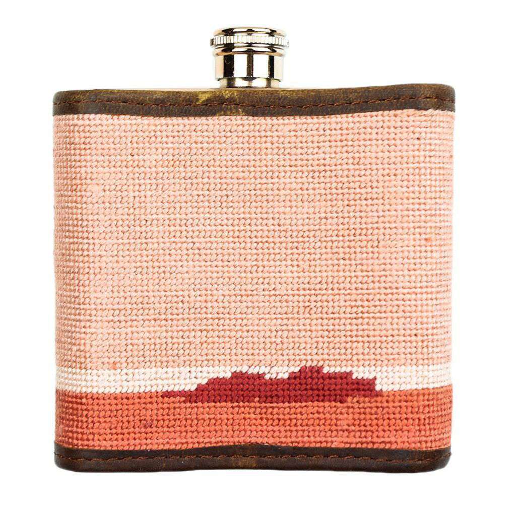 Palm Tree Needlepoint Flask in Sunset by Smathers & Branson - Country Club Prep