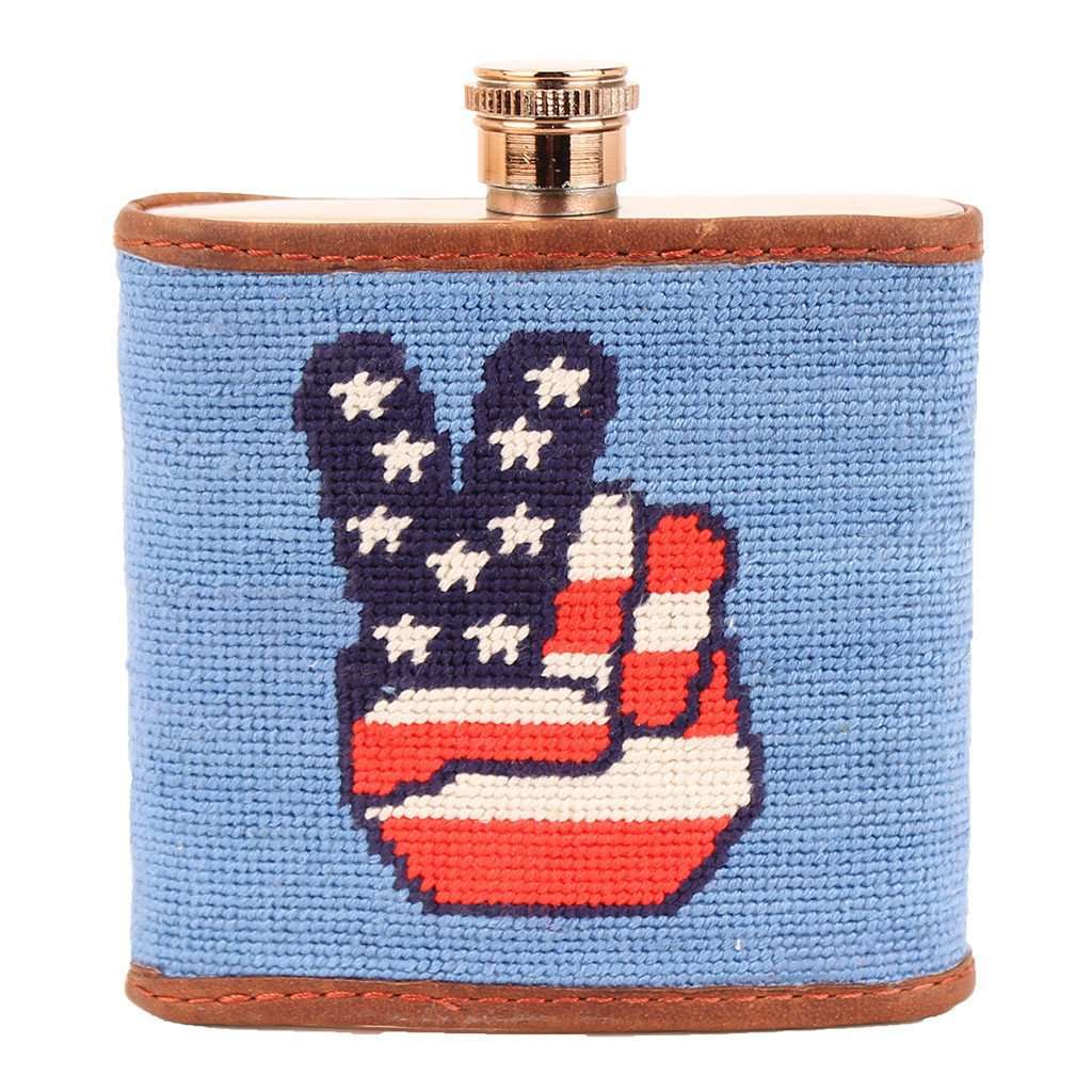 Patriotic Peace Needlepoint Flask by Smathers & Branson - Country Club Prep