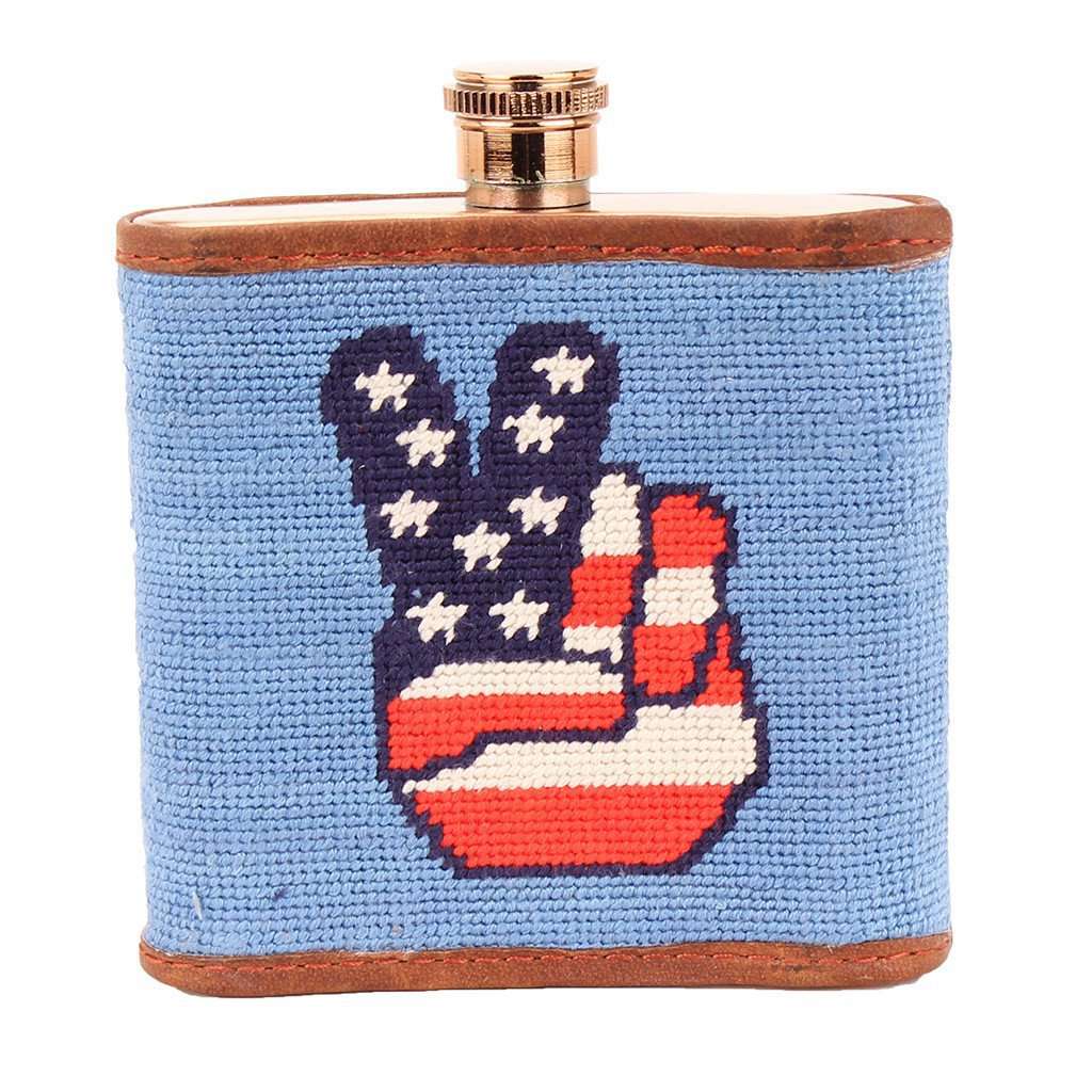 Patriotic Peace Needlepoint Flask by Smathers & Branson - Country Club Prep