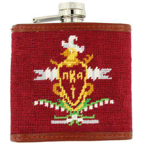 Pi Kappa Alpha (PIKE) Needlepoint Flask in Maroon by Smathers & Branson - Country Club Prep