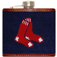 Red Sox Needlepoint Flask in Navy by Smathers & Branson - Country Club Prep