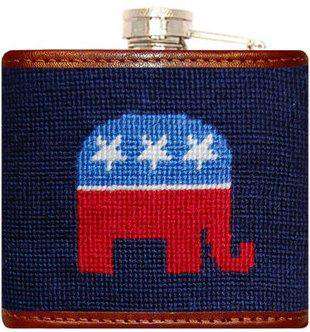 Republican Needlepoint Flask in Navy by Smathers & Branson - Country Club Prep