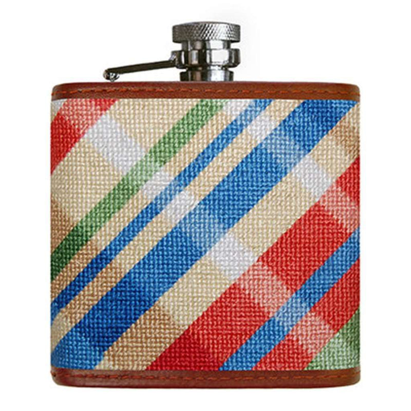 Summer Madras Needlepoint Flask by Smathers & Branson - Country Club Prep