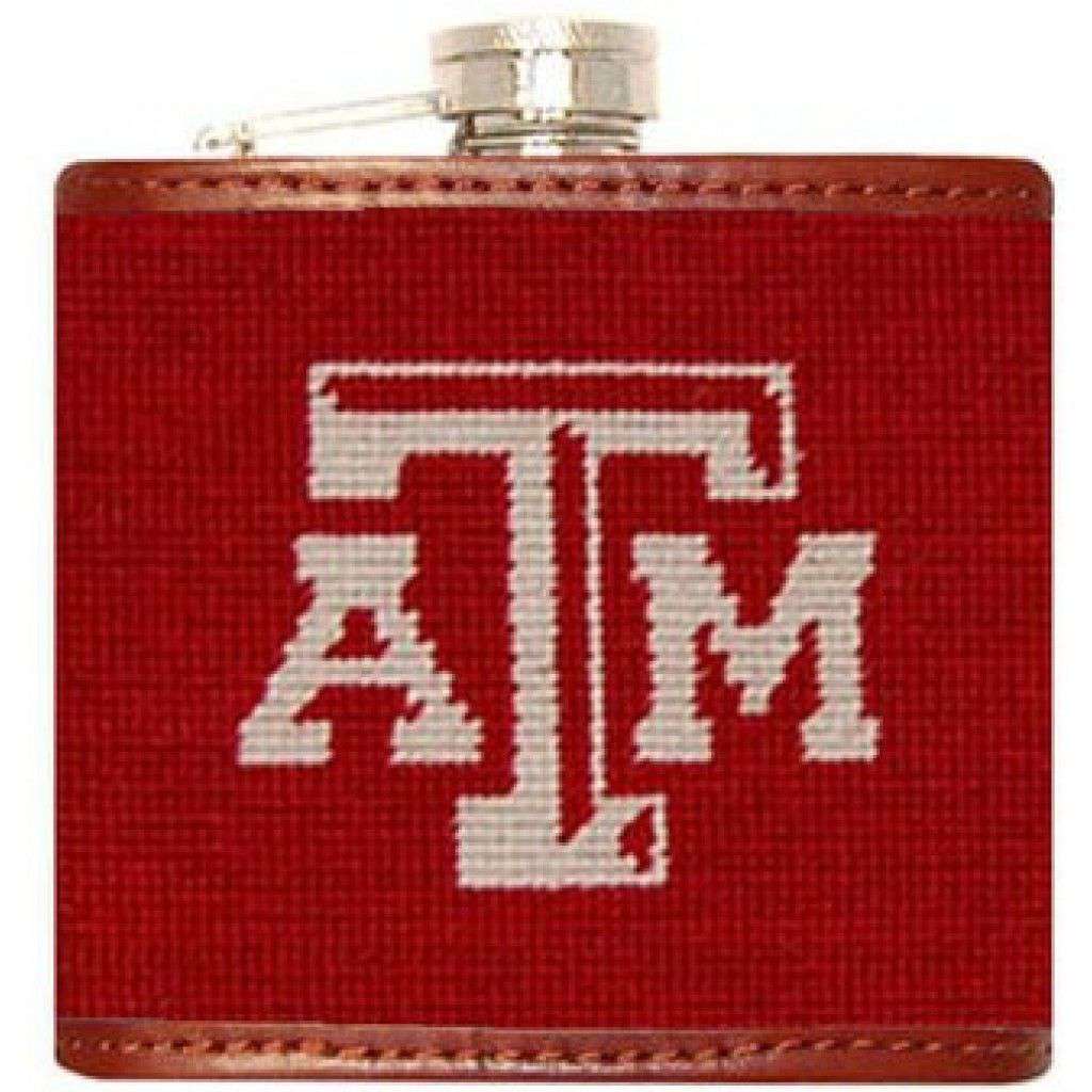 Texas A & M University Needlepoint Flask in Maroon by Smathers & Branson - Country Club Prep