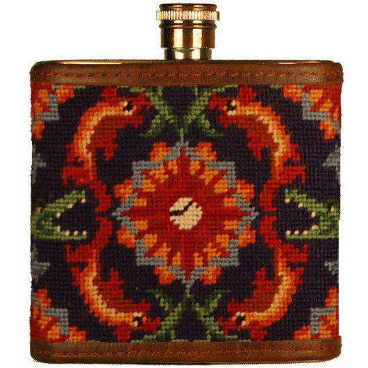 Tick Tock Needlepoint Flask in Navy by Smathers & Branson - Country Club Prep