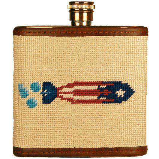 Torpedo Needlepoint Flask in Khaki by Smathers & Branson - Country Club Prep
