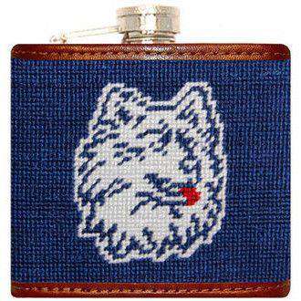 University of Connecticut Needlepoint Flask in Blue by Smathers & Branson - Country Club Prep