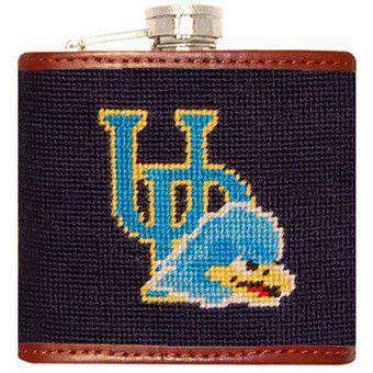 University of Delaware Needlepoint Flask in Navy by Smathers & Branson - Country Club Prep