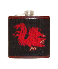 University of South Carolina Needlepoint Flask in Black by Smathers & Branson - Country Club Prep