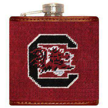 University of South Carolina Needlepoint Flask in Garnet by Smathers & Branson - Country Club Prep