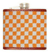 University of Tennessee Endzone Checkered Needlepoint Flask in Orange & White by Smathers & Branson - Country Club Prep