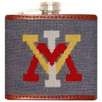 Virginia Military Institute Needlepoint Flask in Gray by Smathers & Branson - Country Club Prep