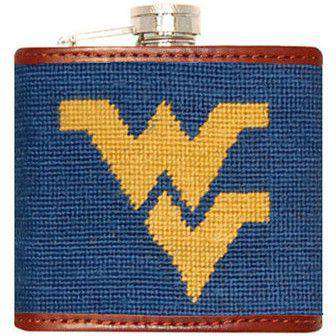 West Virginia Needlepoint Flask in Blue by Smathers & Branson - Country Club Prep