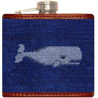 Whale Needlepoint Flask in Navy by Smathers & Branson - Country Club Prep