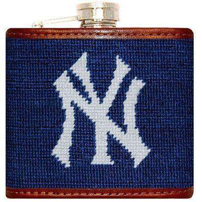 Yankees Needlepoint Flask in Navy by Smathers & Branson - Country Club Prep
