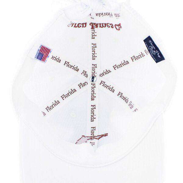 Florida Seersucker Hat in White with Garnet by Lauren James - Country Club Prep