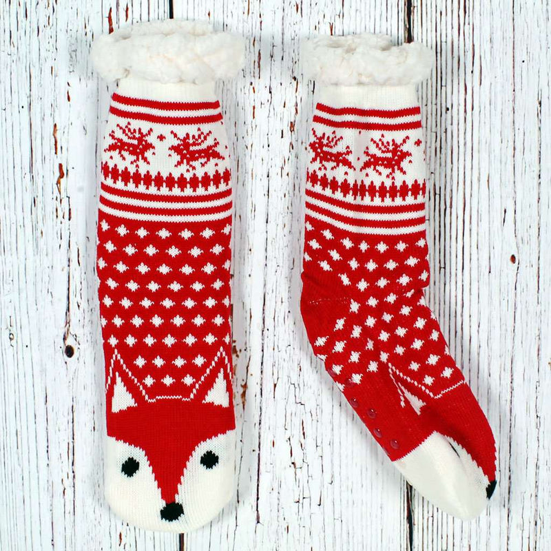 Todd the Fox Sherpa Lined Socks by Nordic Fleece - Country Club Prep