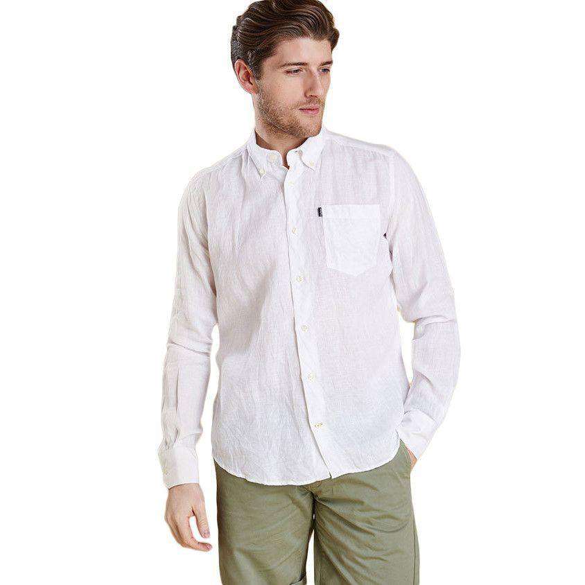 Barbour Frank Tailored Fit Button Down in White – Country Club Prep