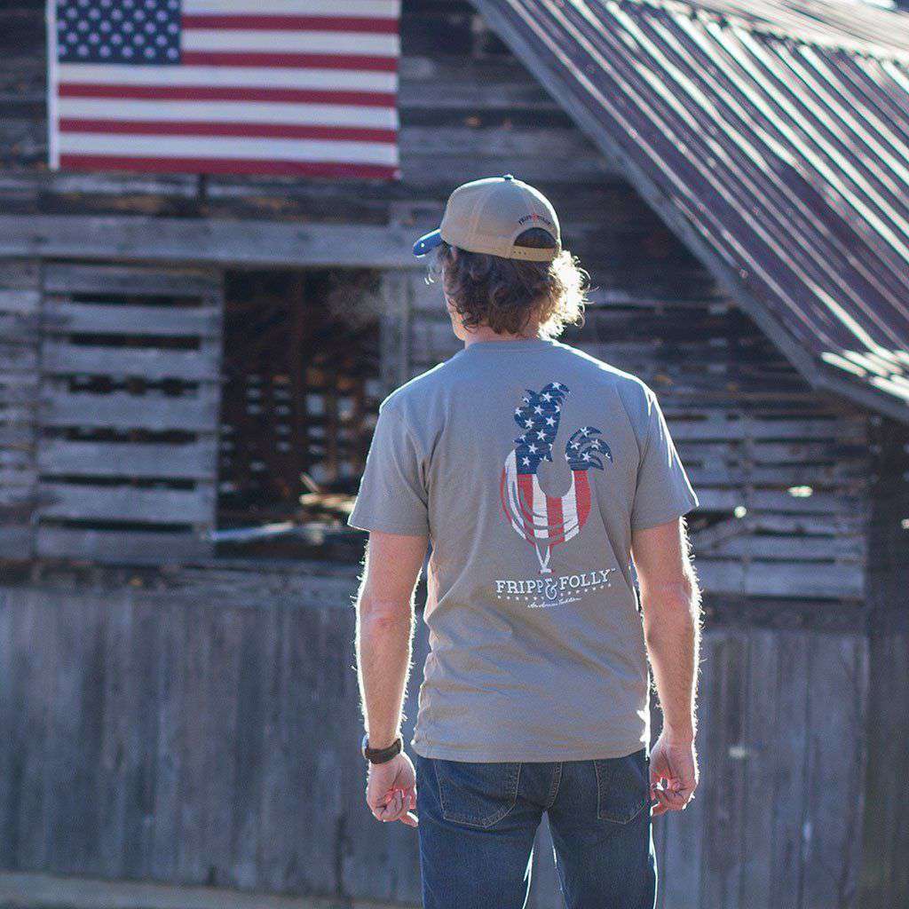 American Rooster T-Shirt in Grey by Fripp & Folly - Country Club Prep