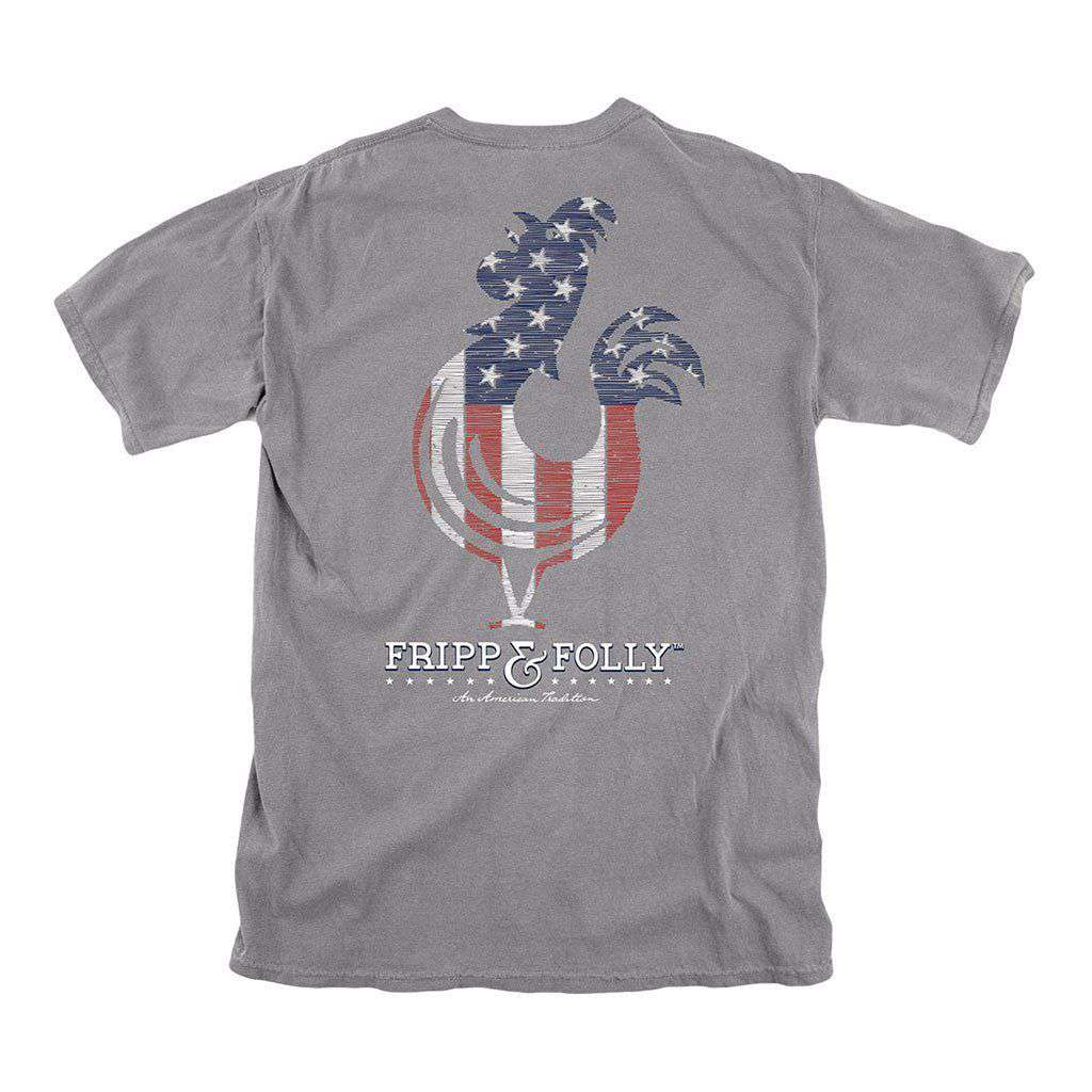 American Rooster T-Shirt in Grey by Fripp & Folly - Country Club Prep