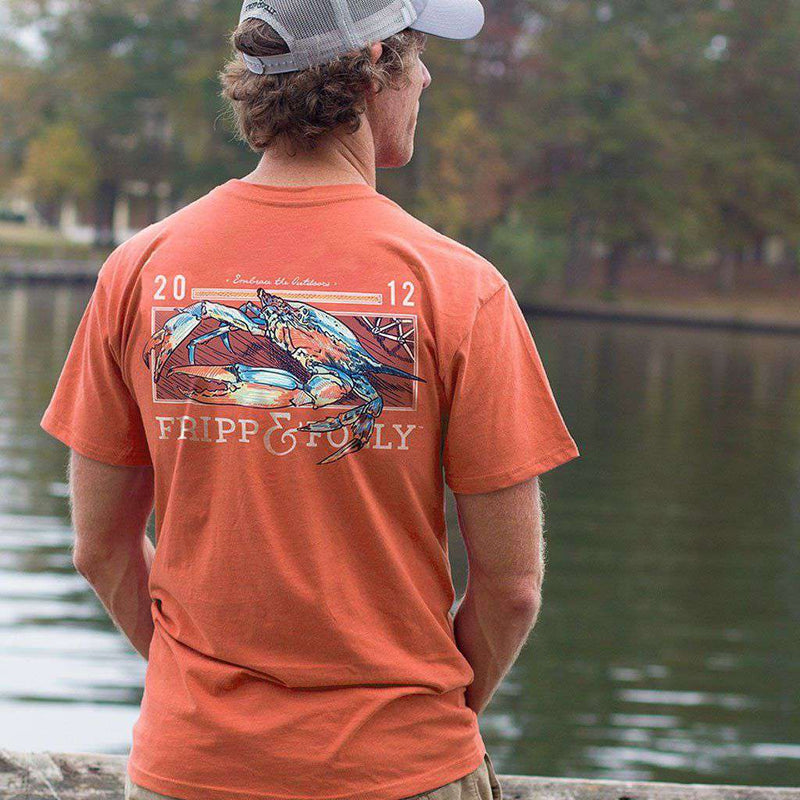 Crab T-Shirt in Neon Melon by Fripp & Folly - Country Club Prep