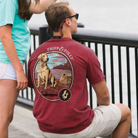 Dog on A Dock T-Shirt in Crimson by Fripp & Folly - Country Club Prep