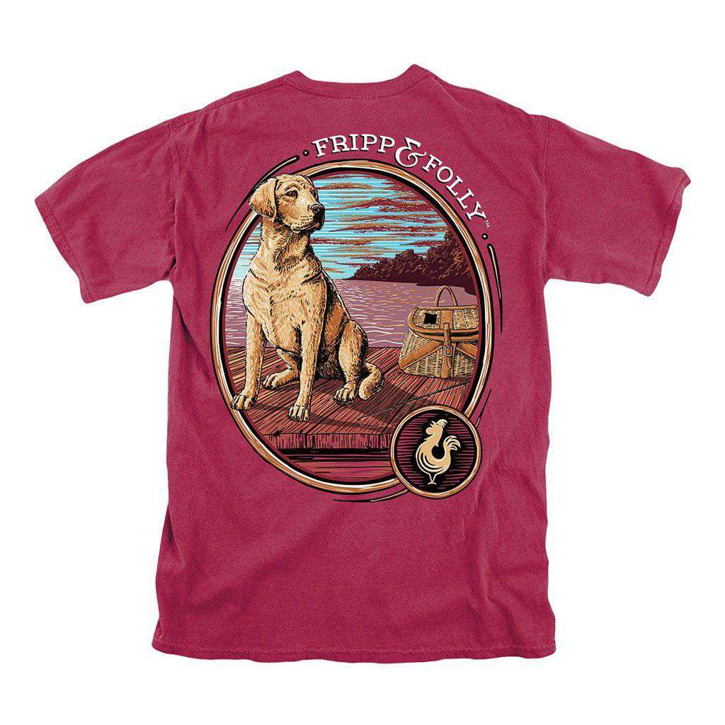 Dog on A Dock T-Shirt in Crimson by Fripp & Folly - Country Club Prep