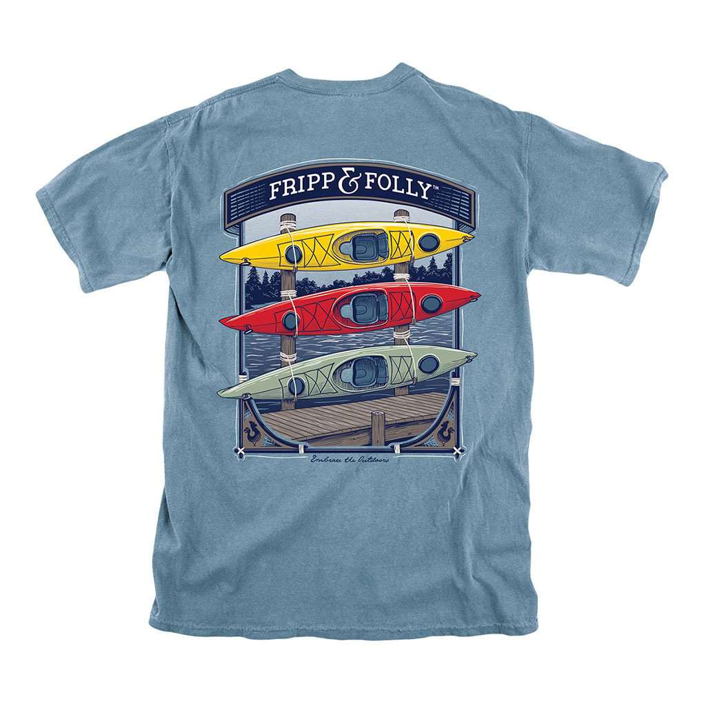 Kayaks on Stand T-Shirt in Chambray by Fripp & Folly - Country Club Prep