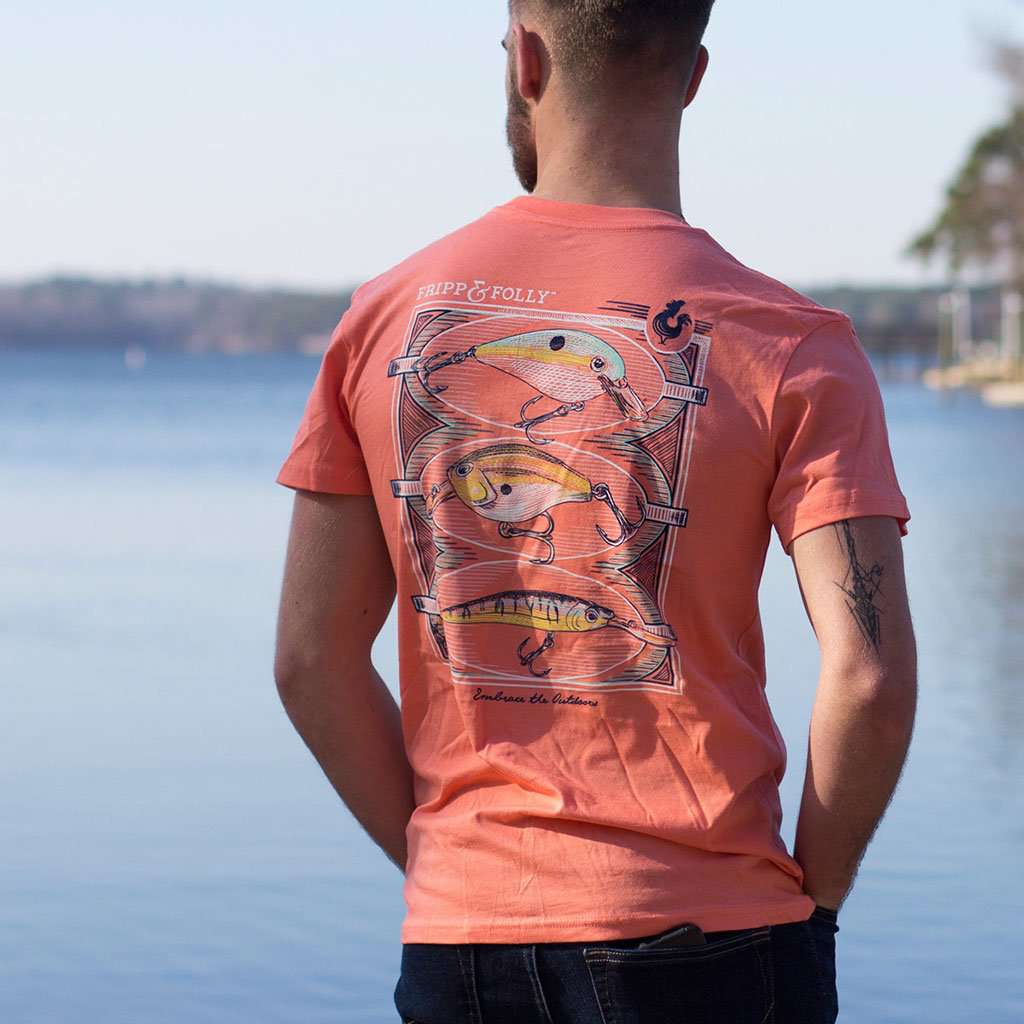 Lures T-Shirt in Neon Orange by Fripp & Folly - Country Club Prep