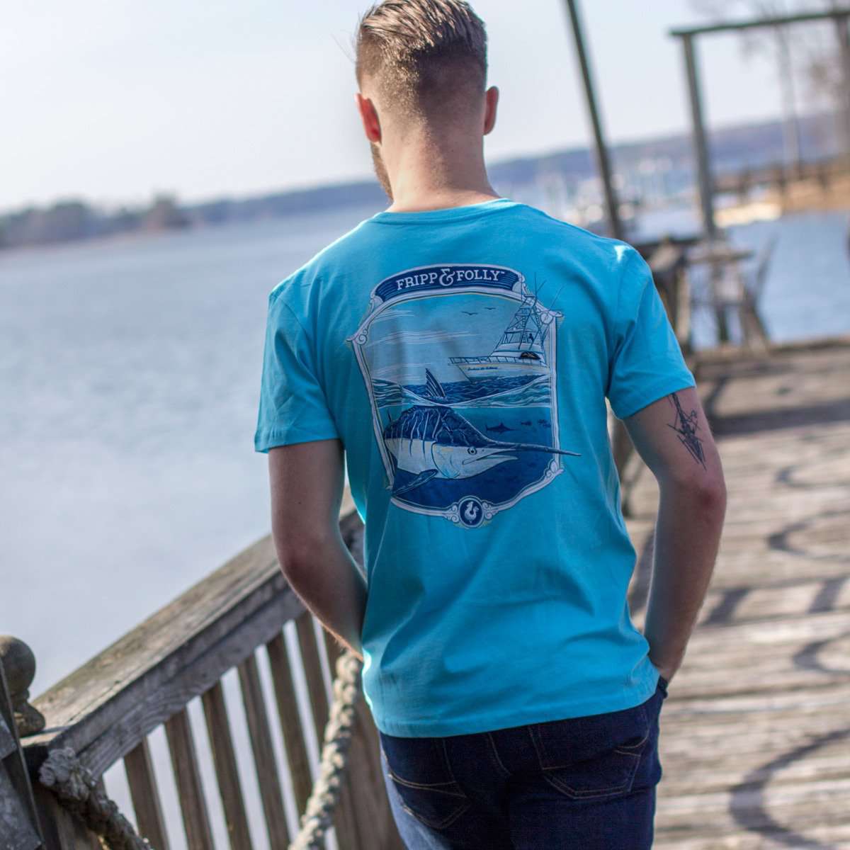 Marlin Underwater T-Shirt in Tide by Fripp & Folly - Country Club Prep