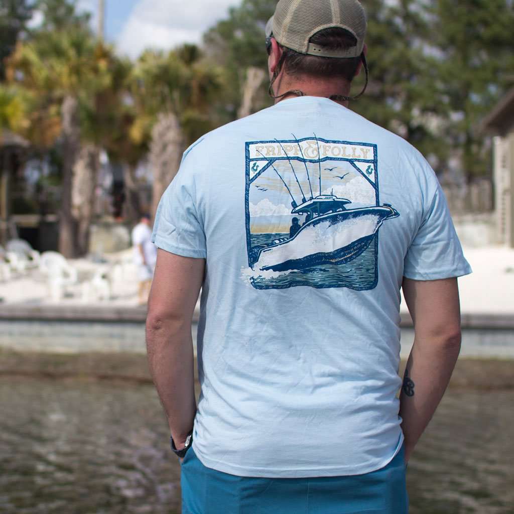 Out on the Water T-Shirt in Chambray by Fripp & Folly - Country Club Prep