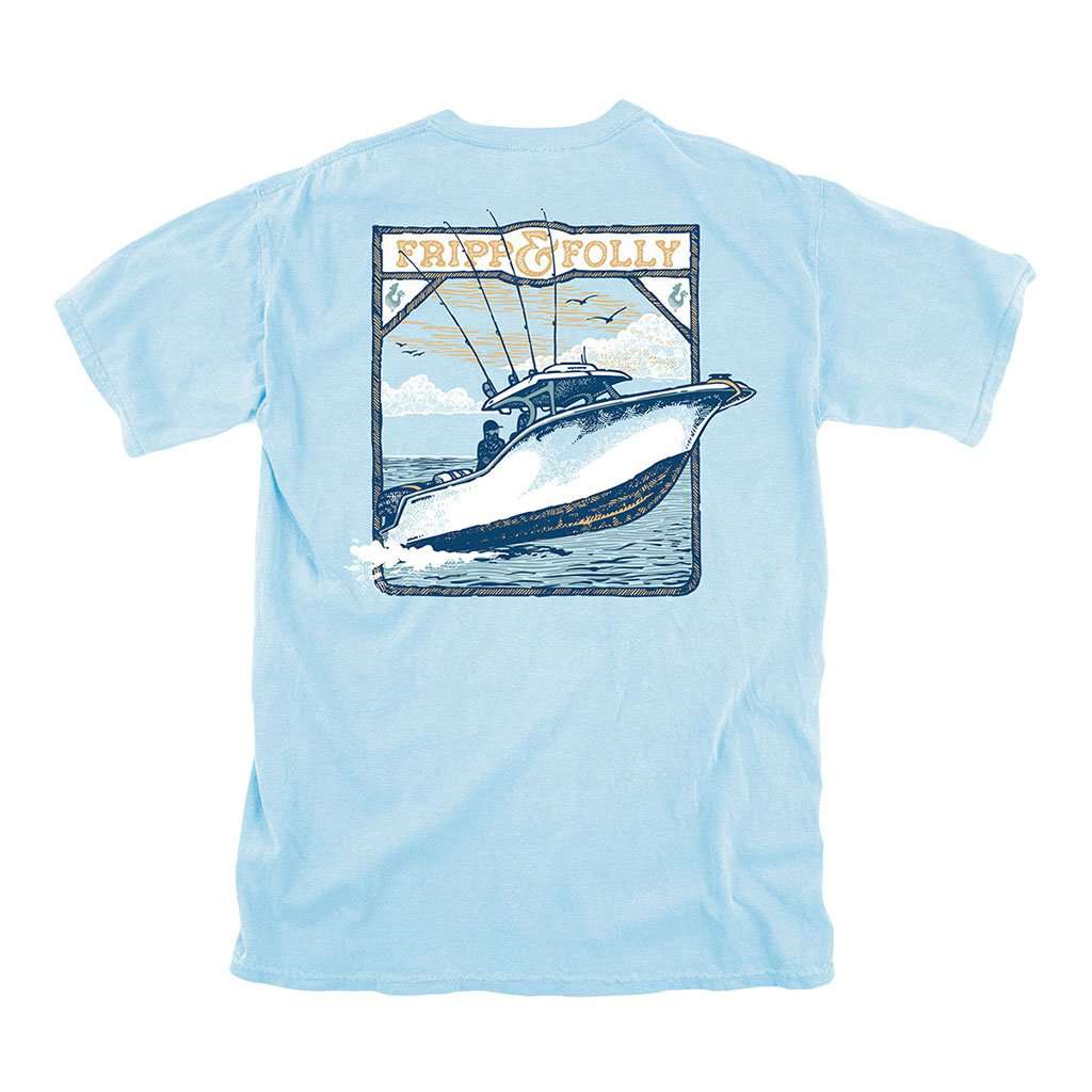 Out on the Water T-Shirt in Chambray by Fripp & Folly - Country Club Prep