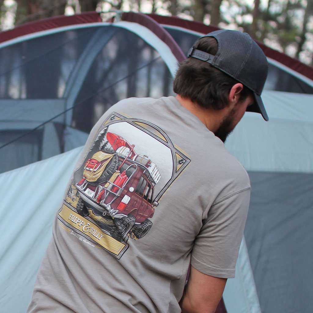 Outdoors Vehicle T-Shirt in Grey by Fripp & Folly - Country Club Prep