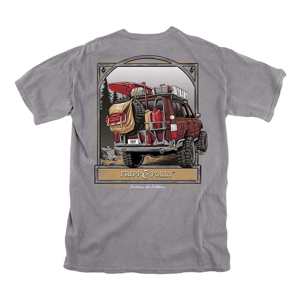 Outdoors Vehicle T-Shirt in Grey by Fripp & Folly - Country Club Prep
