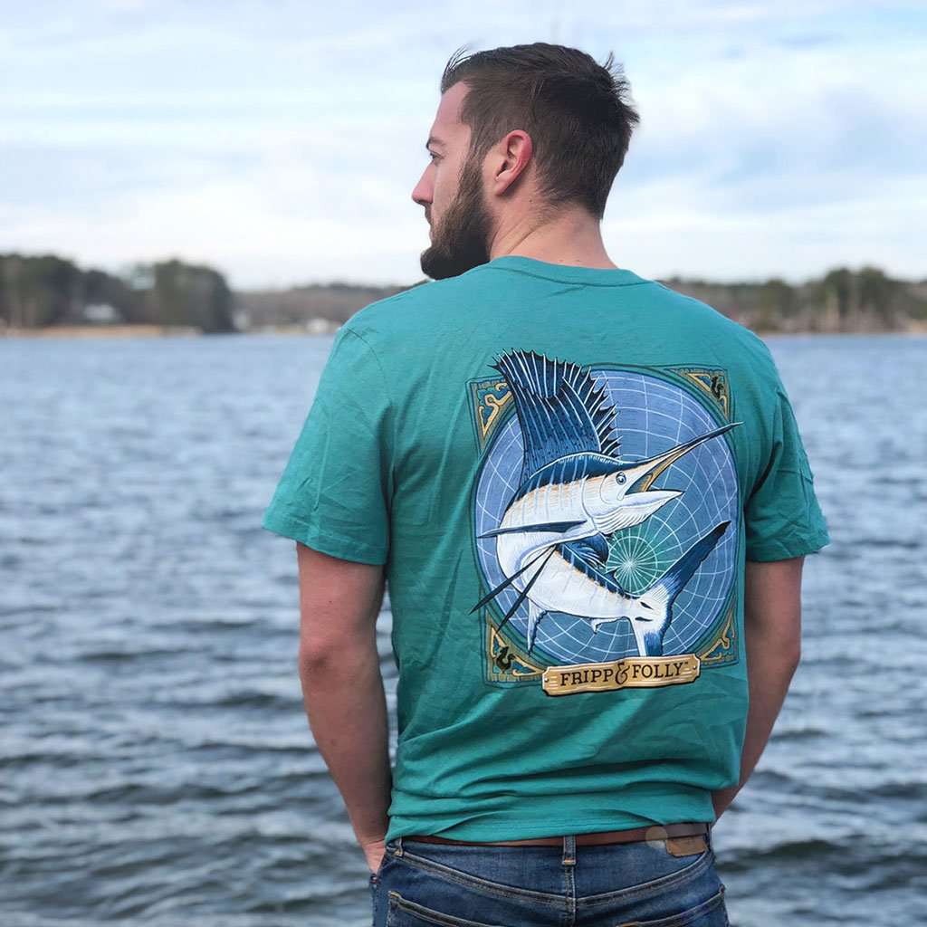 Sailfish T-Shirt in Seafoam by Fripp & Folly - Country Club Prep