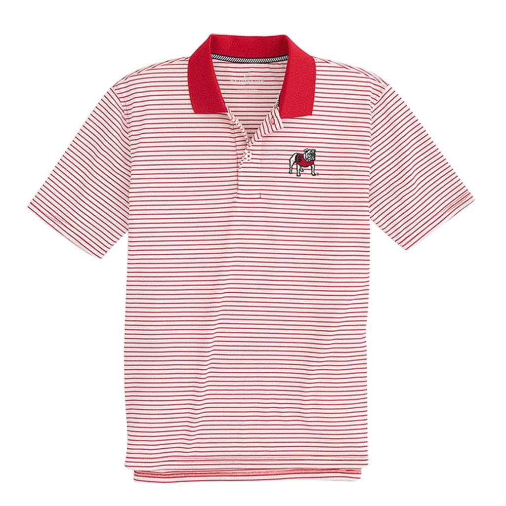 Georgia Bulldogs Pique Striped Polo Shirt (Bulldog Logo) by Southern Tide - Country Club Prep