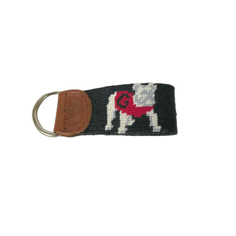 University of Georgia Bulldog Needlepoint Key Fob in Black by Smathers & Branson - Country Club Prep