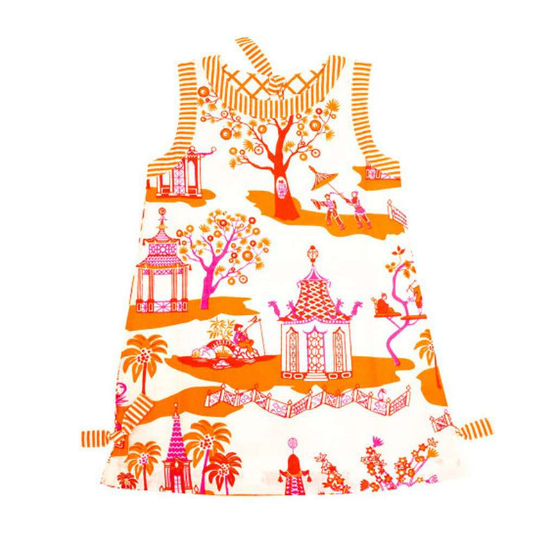 Girls Cotton Dress in Pagoda Paradise by Gretchen Scott Designs - Country Club Prep