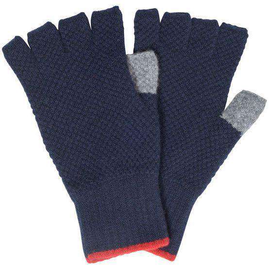 Fingerless Canna Gloves in Navy and Grey by Barbour - Country Club Prep