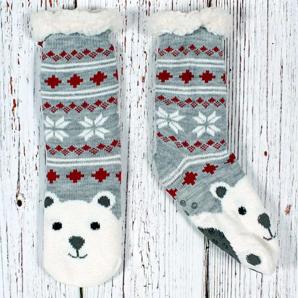 Fred the Polar Bear Sherpa Lined Socks by Nordic Fleece - Country Club Prep