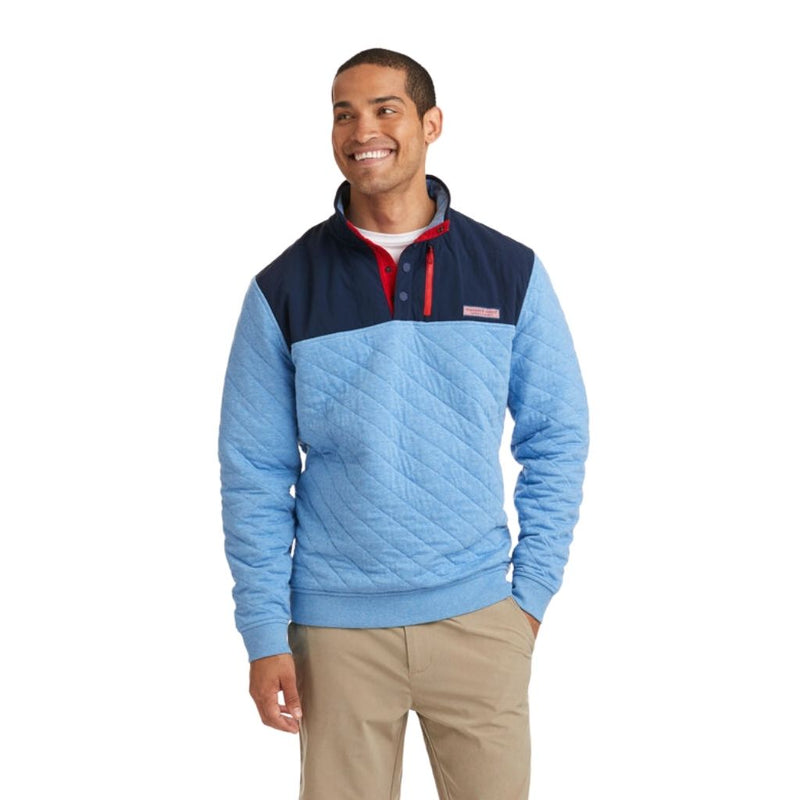 Custom Quilted Snap Placket Shep Shirt in Bimini Blue by Vineyard Vines - Country Club Prep