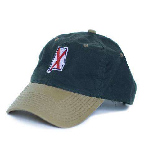 AL Traditional Hat in Waxed Green Canvas and Tan by State Traditions - Country Club Prep