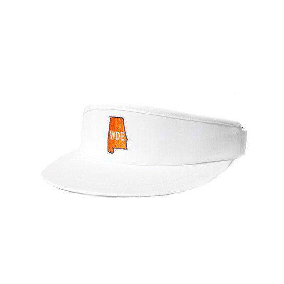 AL WDE Golf Visor in White by State Traditions - Country Club Prep