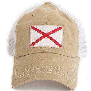 Alabama Flag Trucker Hat in Khaki by State Traditions - Country Club Prep
