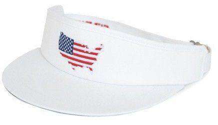 America Golf Visor in White by State Traditions - Country Club Prep