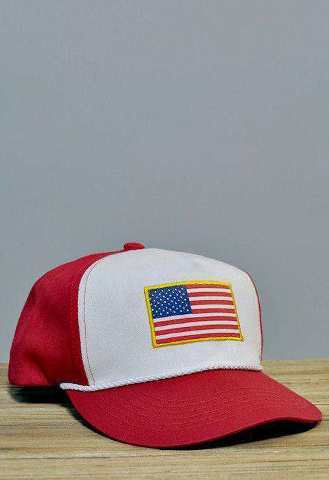 American Flag Gold Border Rope Hat in Red and White by Rowdy Gentleman - Country Club Prep