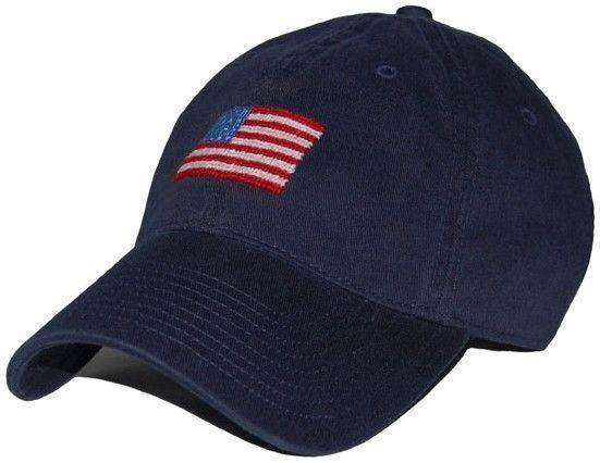 American Flag Needlepoint Hat in Navy by Smathers & Branson - Country Club Prep
