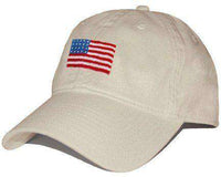 American Flag Needlepoint Hat in Stone by Smathers & Branson - Country Club Prep