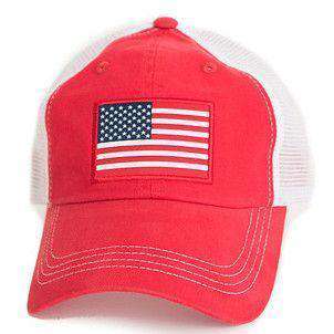 American Flag Trucker Hat in Red by State Traditions - Country Club Prep