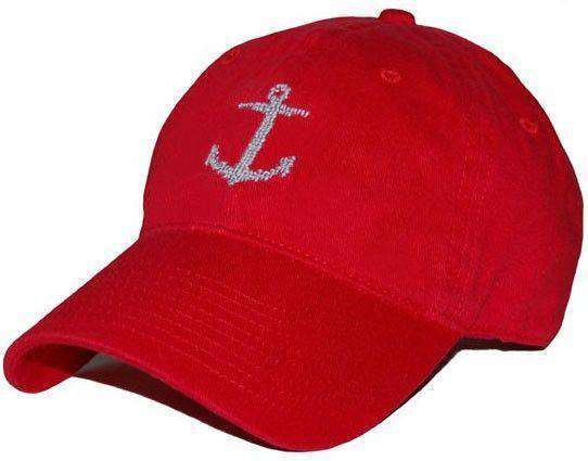Anchor Needlepoint Hat in Red by Smathers & Branson - Country Club Prep